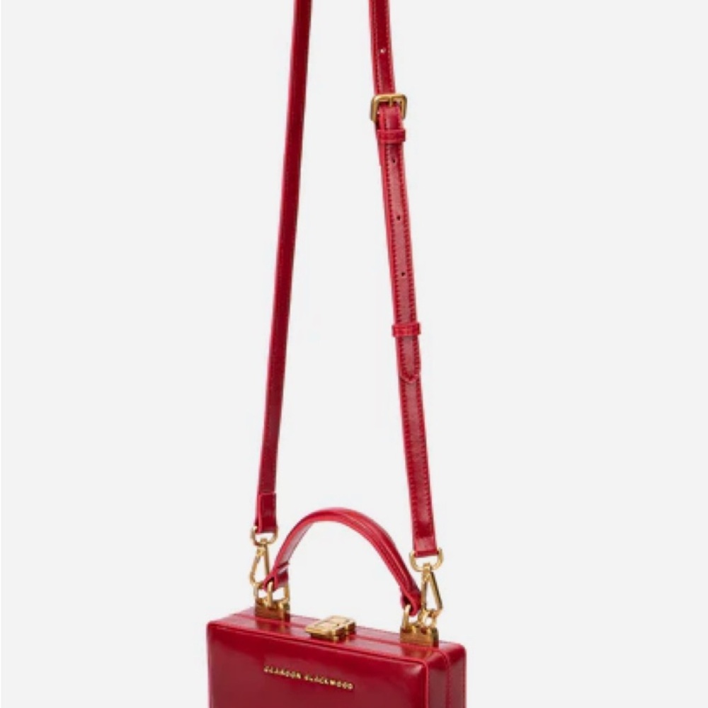 Brandon Blackwood Slim Trunk in Red Oiled Leather with Brass Gold Hardware - Picture 5 of 17